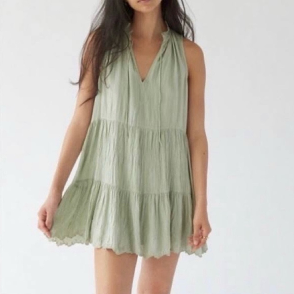 Aritzia (Wilfred) Sage Green Boho Mini Flow Dress